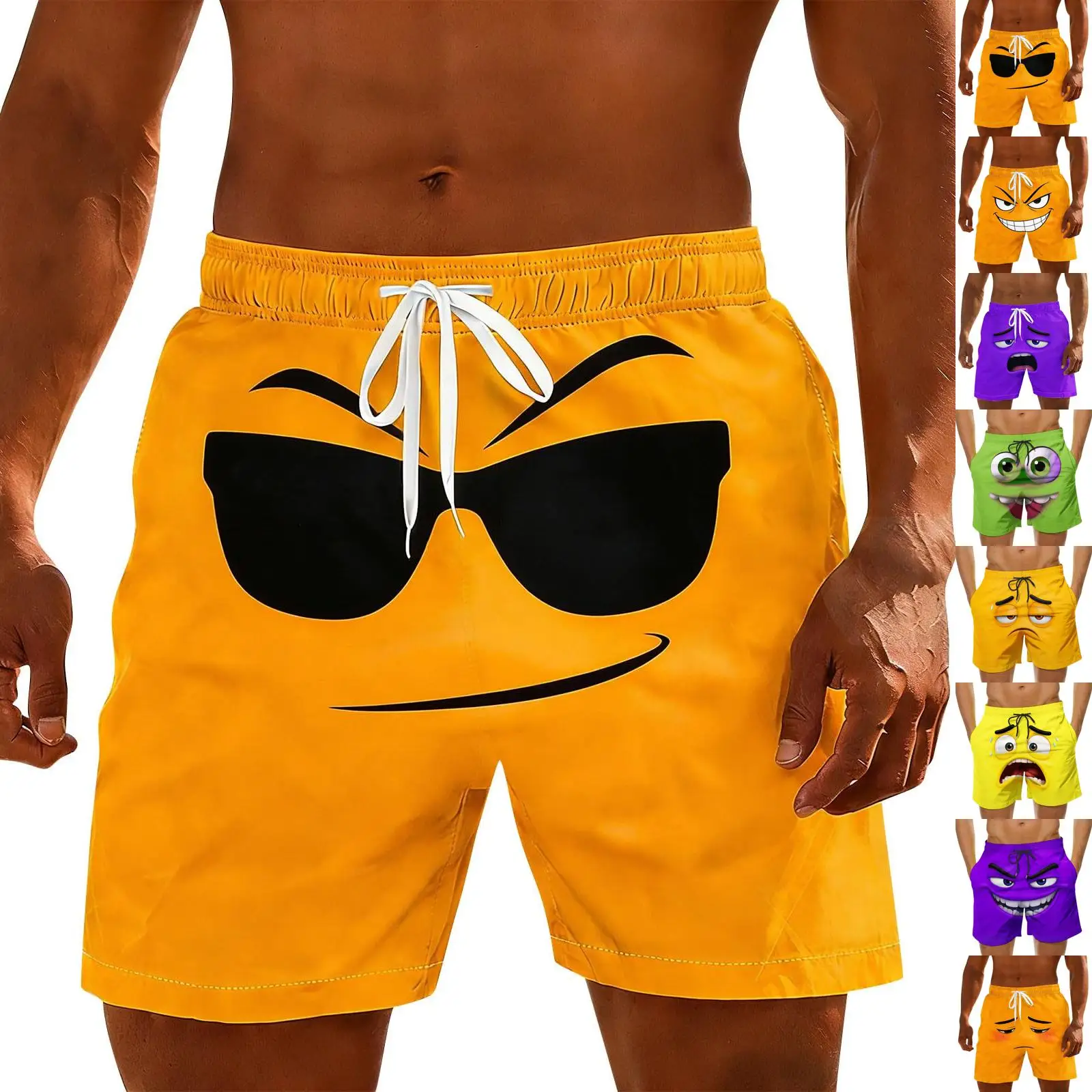 Men'S Fun Beach Shorts Quick-Drying Drawstring Swimming Shorts Elastic Pocket Sports Shorts Beach Swim Trunks