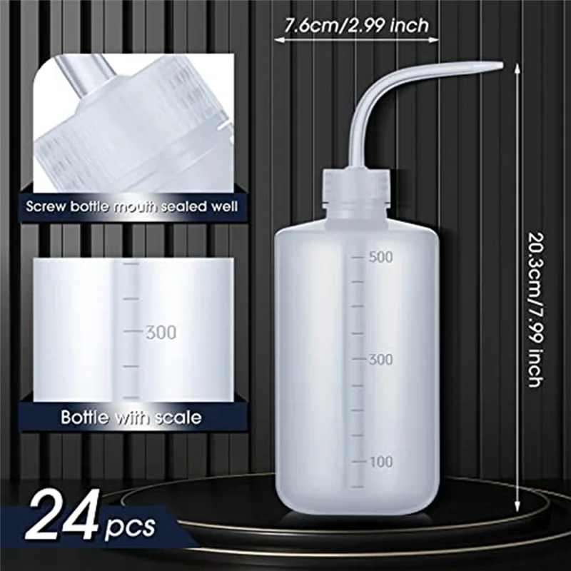 A38T-24Pcs 500Ml bouteille de lavage pour liquides bouteille bouteilles de lavage de laboratoire économie bouteille à presser en plastique