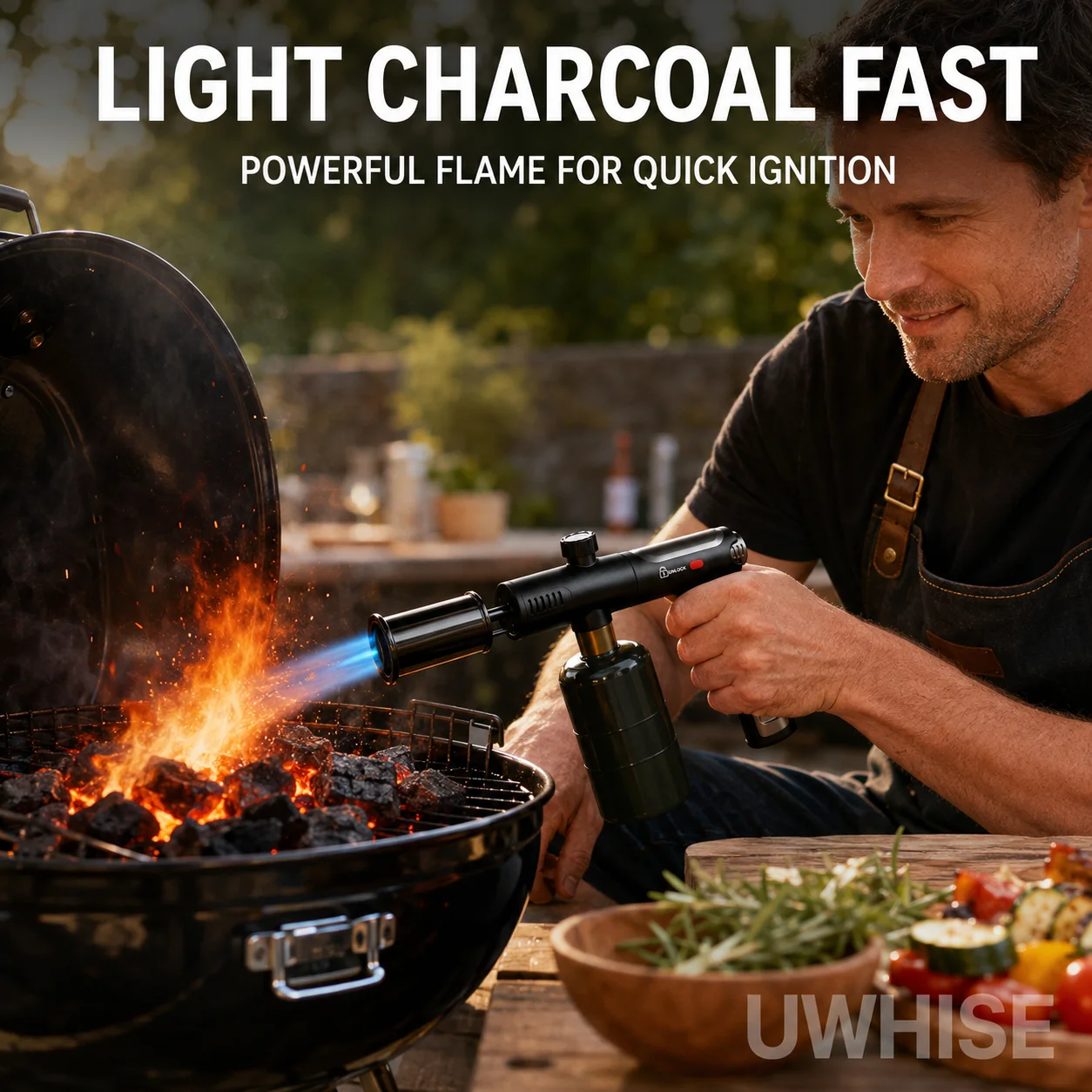 Uwhise Multipurpose Propane Torch Weed Burner Blow Torch Fire Starter Adjustable Flame BBQ Charcoal Lighter Cooking Tool