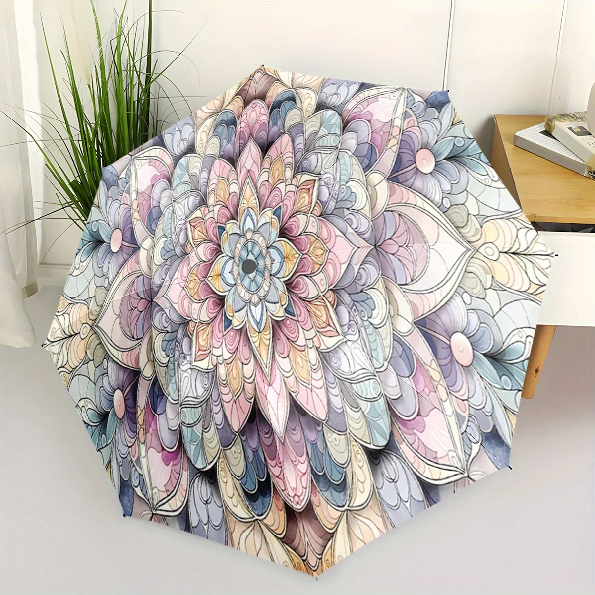 

Зонт для путешествий с автоматическим складыванием, с цветочным узором, портативный, 8 спиц, повседневный аксессуар для улицы