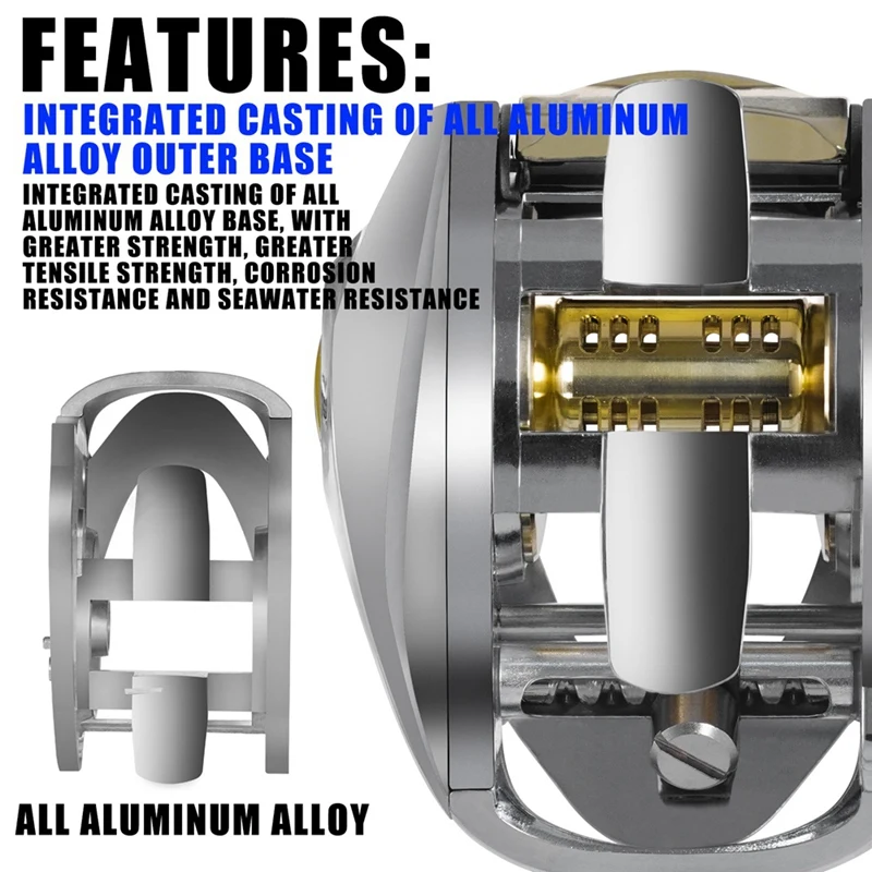 AA67-All Metal Body Drop Casting Reel Grote Deep Seas Visserij-reel Zoutwater Waterdicht