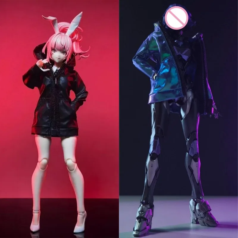 1/12 Scale Windbreaker Zipper Sunscreen Shirt Hooded Coat Clothes for 6'' Romankey Figma Nest Shell Action Figure Body Decor