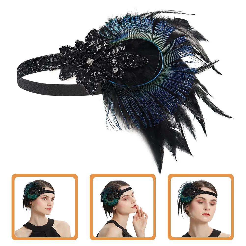 

Flapper Headband for Women 1920S Headpiece Vintage Design Faux Plume Accent Comfort Fit Hair Decor for Wedding