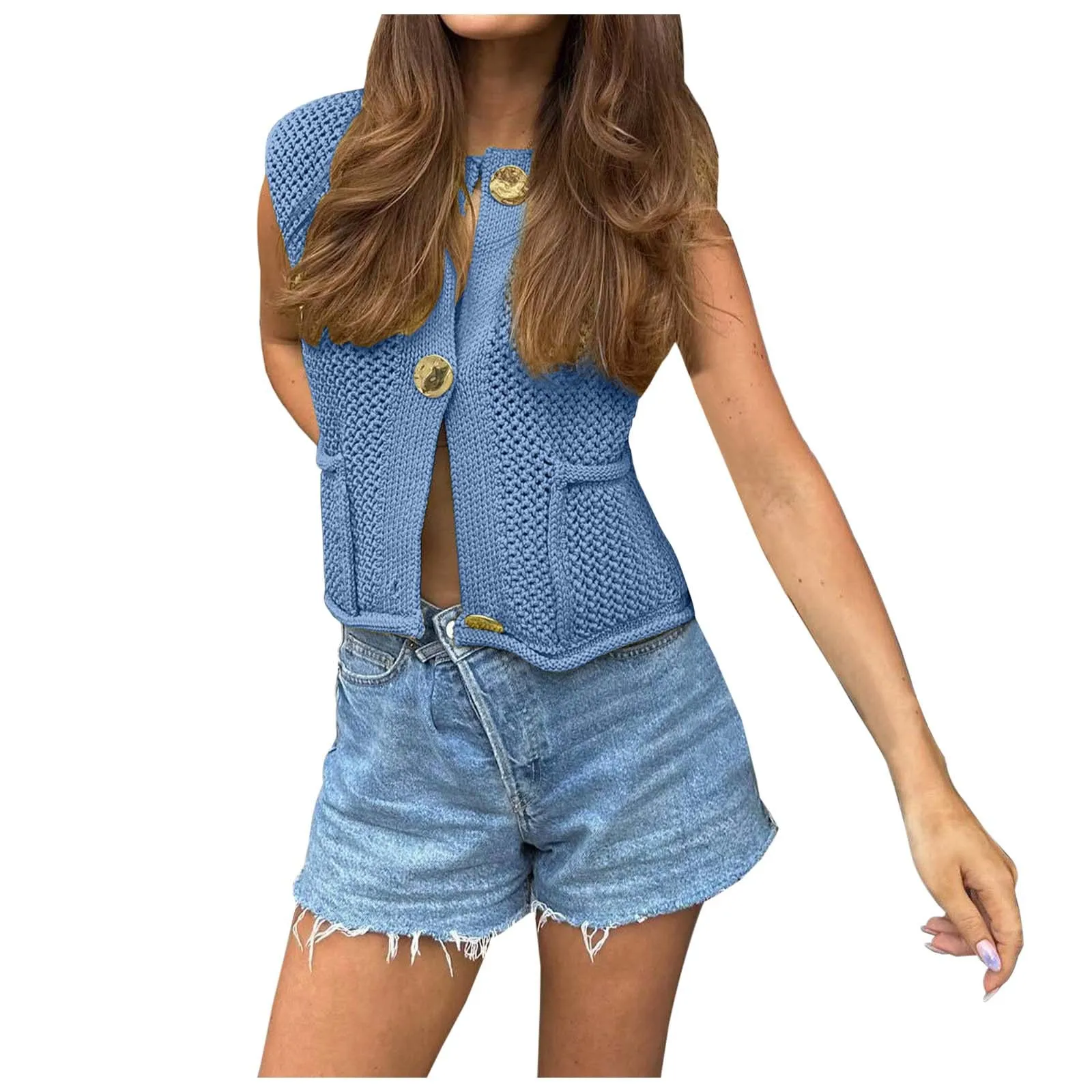 

Women's Solid Color Sleeveless Beach Sweaters for Women Long Pullover Sweaters for Women Women's Cowl Neck Sweater