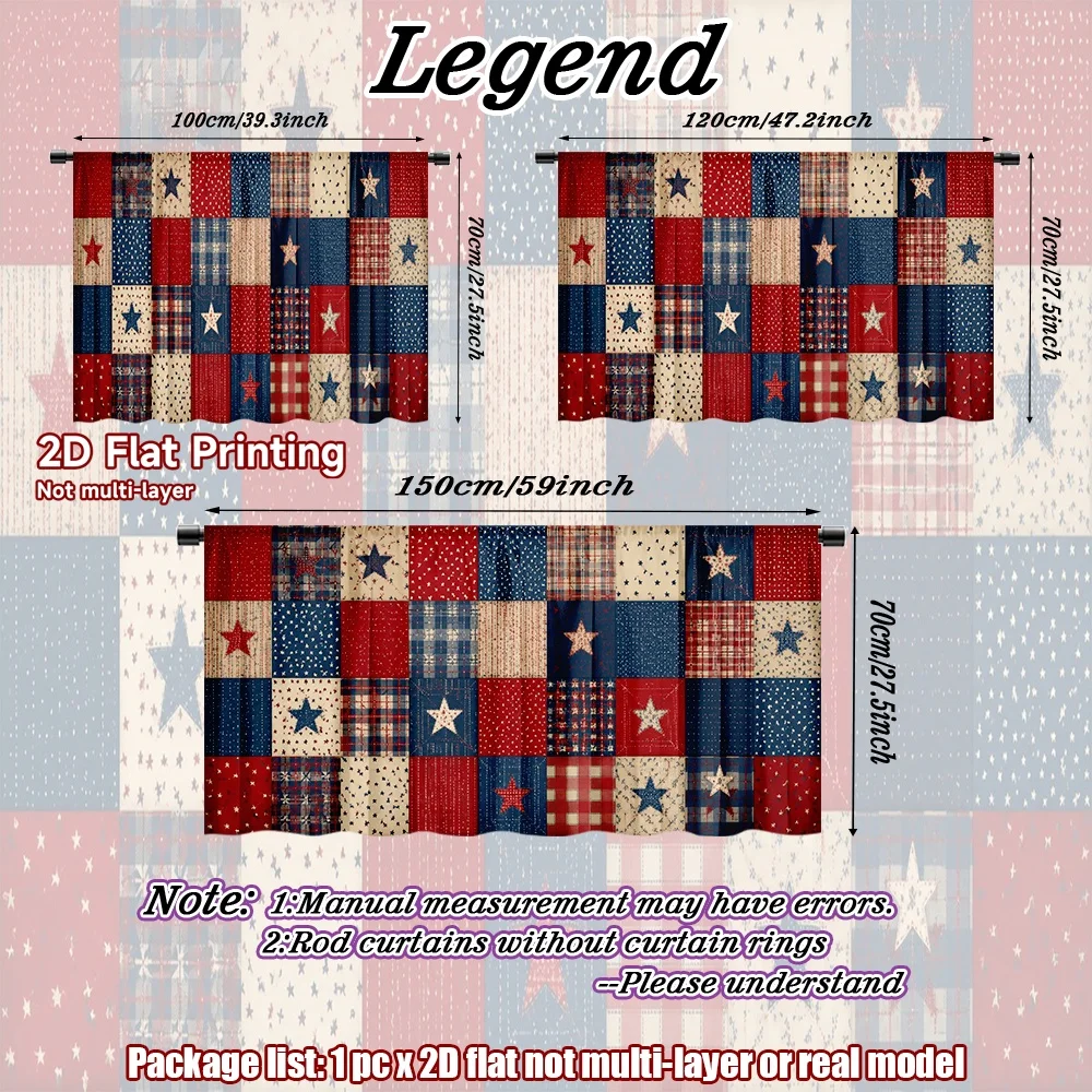 2D flat 1pc Modern minimalist shelf curtains Independence Day Star Blocks Digital printing Suitable for holiday decorations,