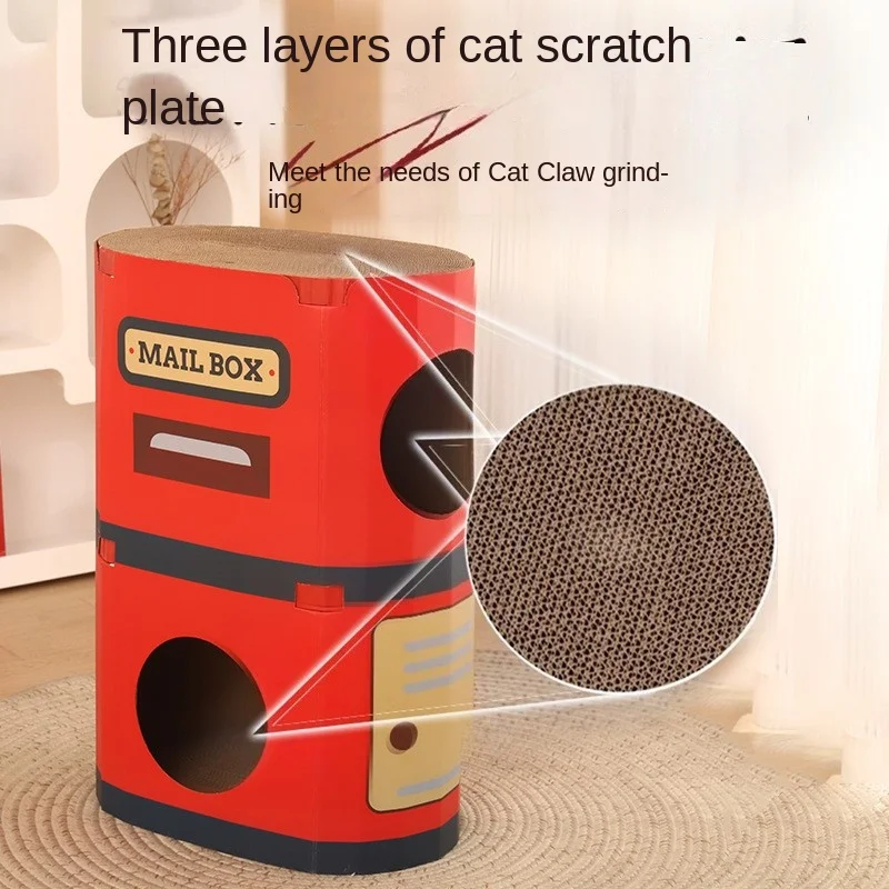 HONEY PEY Cat Litter Scratching Board All-in-one Vertical Corrugated Paper House Claw Grinding Tower Kedi Evi Cat Accessories