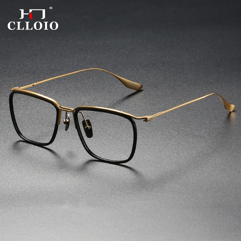 CLLOIO Vintage Ultralight Pure Titanium Reading Glasses for Men Anti Blue Light Myopia Glasses Optical Eyeglasses Frame DTX106