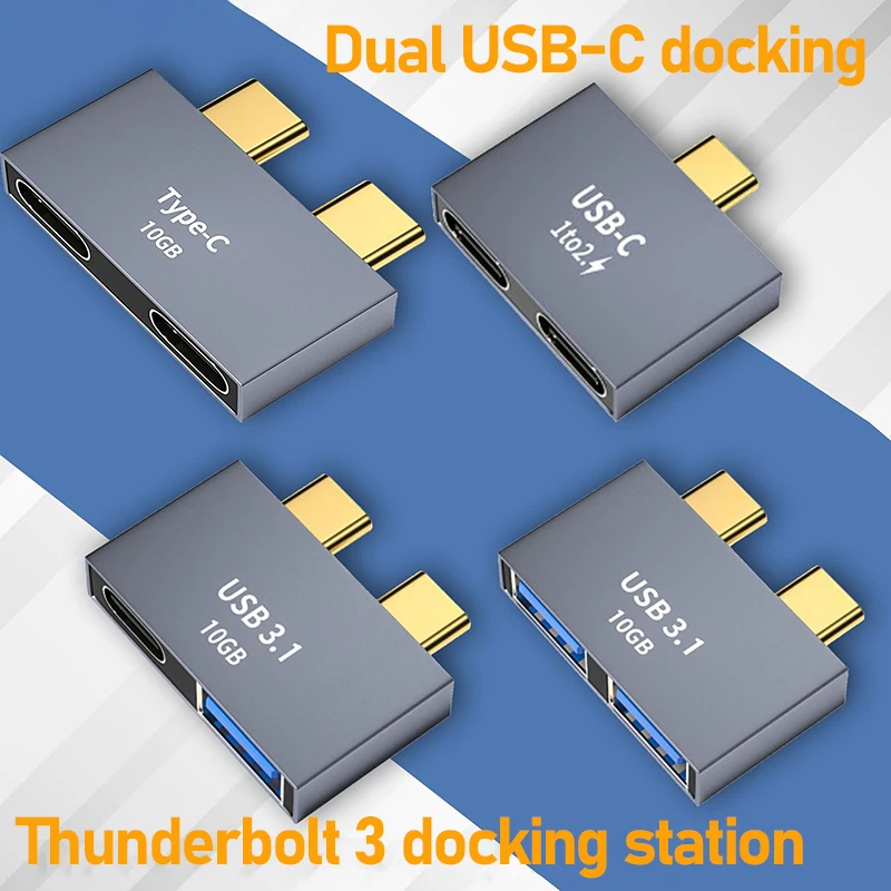 Dual USB-C HUB thunderbolt docking station for Apple laptop MacBook Pro Air Mac accessories Type-C 10Gbps data PD charging