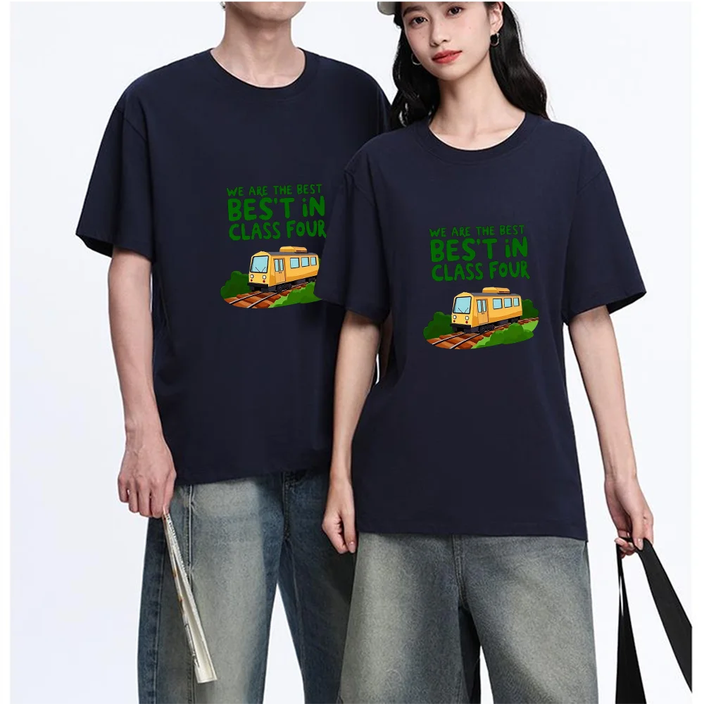 Train Cartoon Class Four Quote Printed T Shirt Breathable Fabric S-XXL Personalized Custom Casual Short Sleeve Tee Unisex Fit Ae