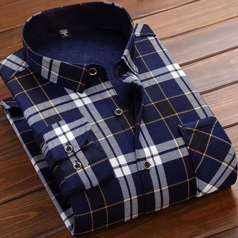 2023 Winter new arrival Men\'s Fashion Casual Long Sleeve Shirt Men Fleece Thicken Warm High Quality Shirt size M-4XL CY026