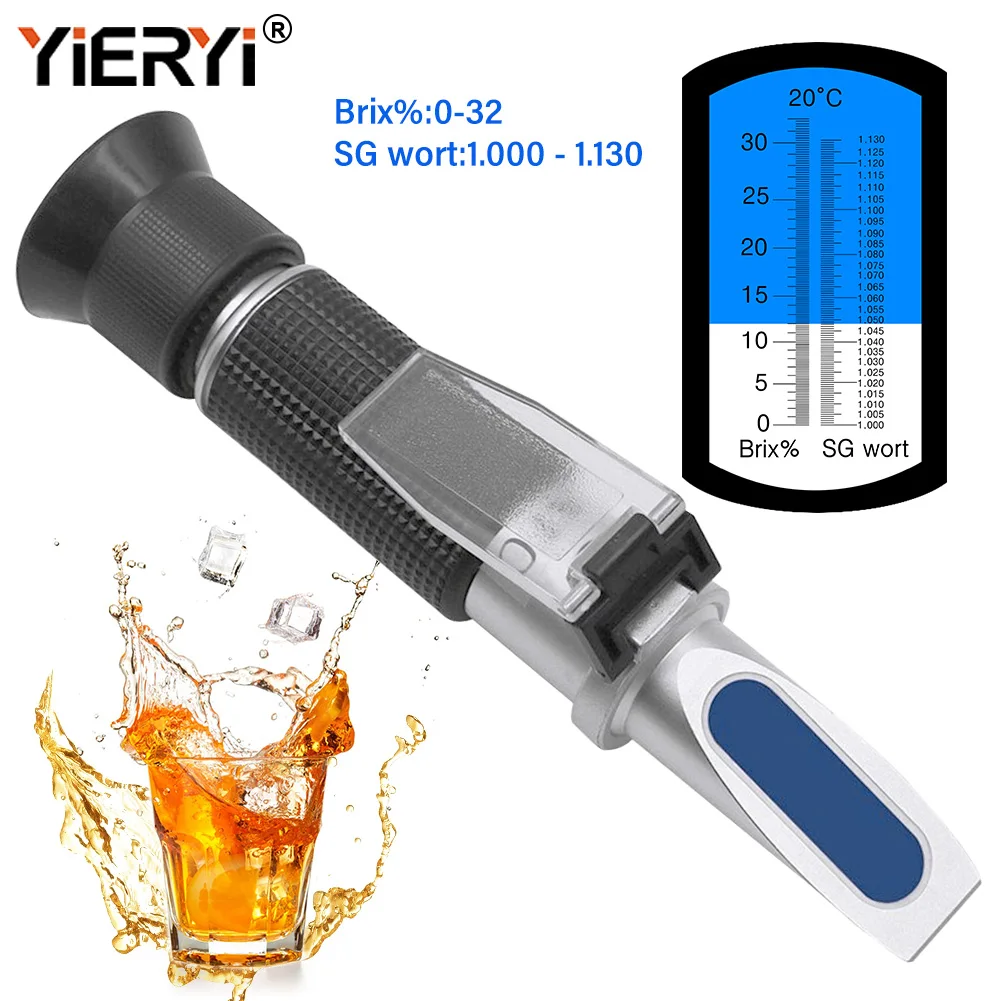 

Beer Wort and Wine Refractometer,Brewing Refractometer brix 0-32 and 1.000-1.120 Dual Scale-Specific Gravity With The Retail Box