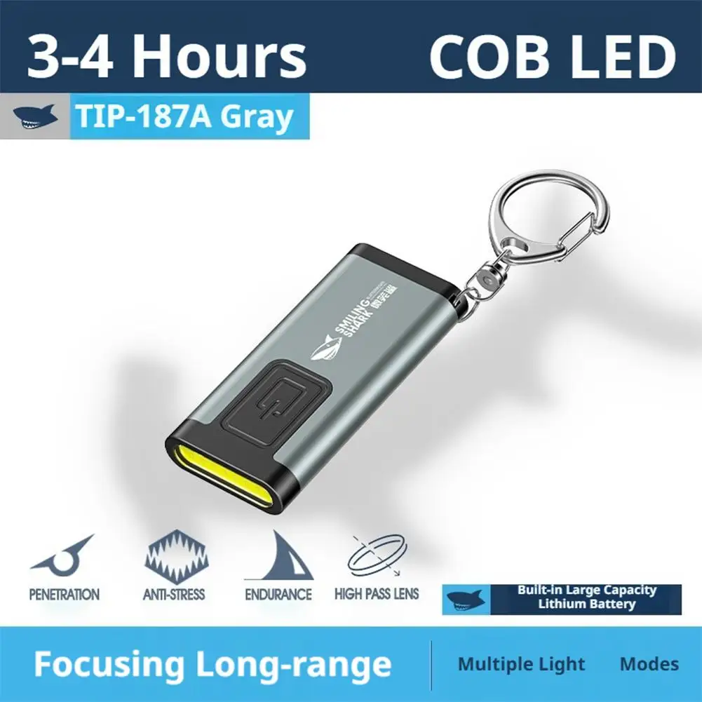  Keychain Flashlight Portable waist hanging keychain Lightweight USB-C Rechargeable mini flashlight multifunctional warning fla