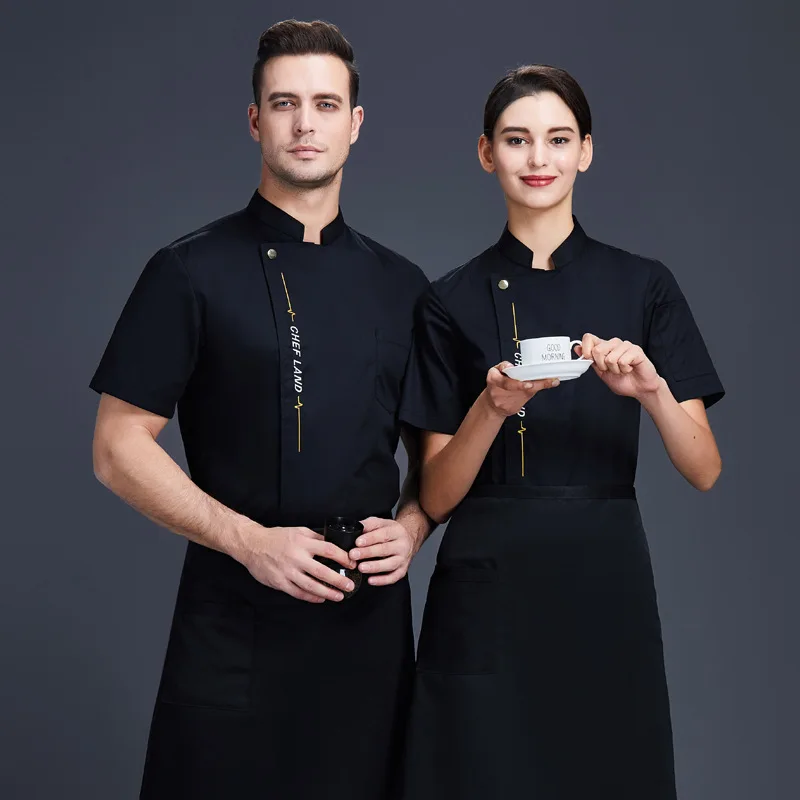 

Рабочая одежда для поваров, мужская, с коротким и длинным рукавом, дышащая, на заказ для кейтеринга, модная униформа для поваров, большие размеры, p