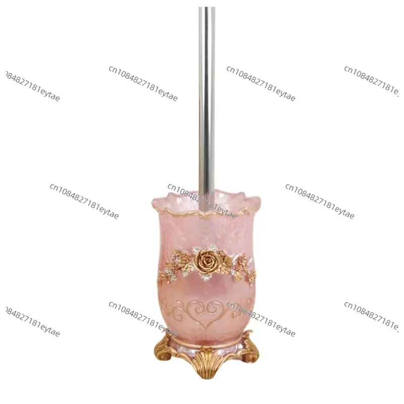 Pink Resin Base Toilet Brush, Stainless Steel Long Handle Bathroom Cleaning Set, Home Decor Accessories
