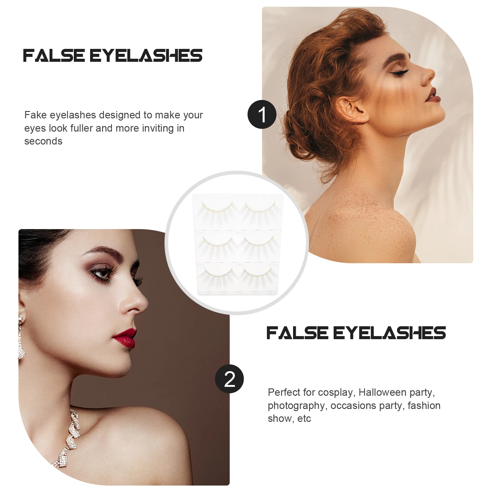 

False Eyelashes Dense Long Thick Natural Wedding Party Daily Use Fake Cosplay White Makeup lashes Extension Artificial Kit