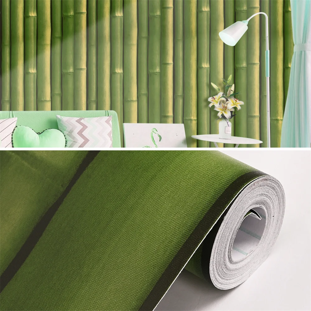 

Bamboo Self-Adhesive Wallpaper 10M Liner Paper Removable Green Wallcoverings Waterproof Wall Stickers for Home Kitchen Decor