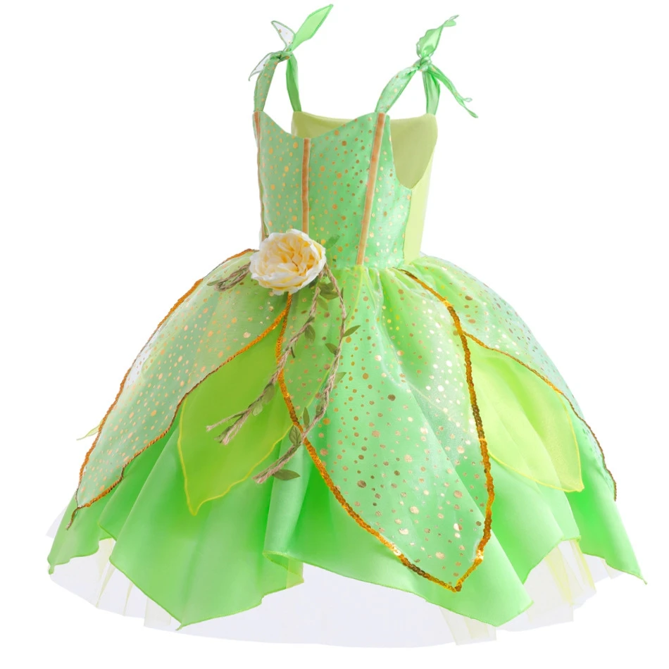 TinkerBell Feenkostüm für Mädchen Blumenkleid Geburtstagsparty Karneval Weihnachtsoutfit Kleinkinder Kinder Festliches Kleid 3 4 5 6 7 8 – Detail 6