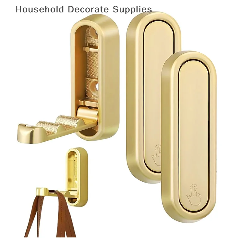 2pcs Foldable Wall Hangings, Metal Foldable Hook Wall Hangings For Bathroom, Kitchen, Bedroom - Space Saving, For Towels, Coats