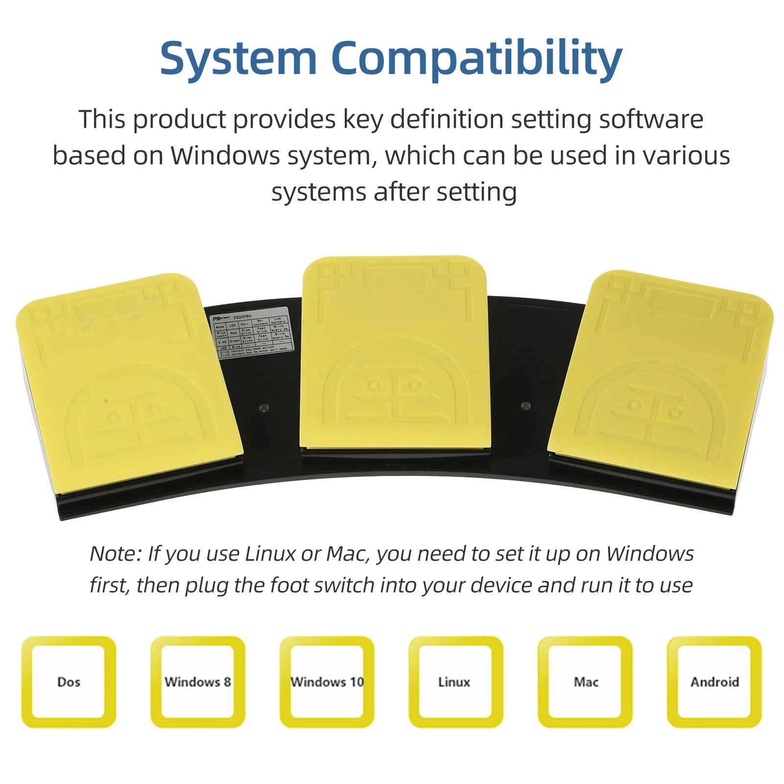 Foot  FS20Pro Triple Foot  Multifunctional Customized Foot Pedal USB+2.4G+BT Three-mode Connection Mechanical