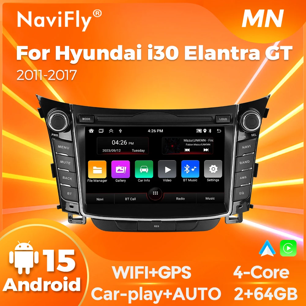 NaviFly 7inch 8227 For Hyundai i30 Elantra GT 2011-2017 Wireless car-play Android auto Multimedia Player audio stereo All-in-one