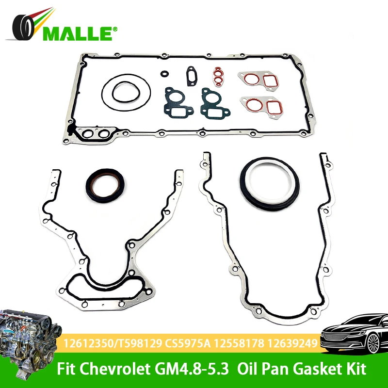 

Lower Oil Pan Seal Gasket Cover Set Fit For Chevrolet GMC Buick Cadillac 4.8L 5.3L 6.2L OEM CS5975A T598129 12612350 12558178