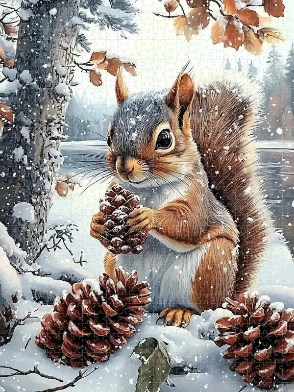 

1000pcs Adult Jigsaw Puzzle, Winter Squirrel Animal Puzzle, Perfect for DIY Creative Fun with Family,Gift ，teasing Toy