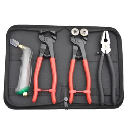 4pcs Glass Tools Kit Tile Nipper Mosaic Cutting Pliers Pincers and Tweezer DIY Hand Tools Glass Cutter Knife DIY Hand Tools set