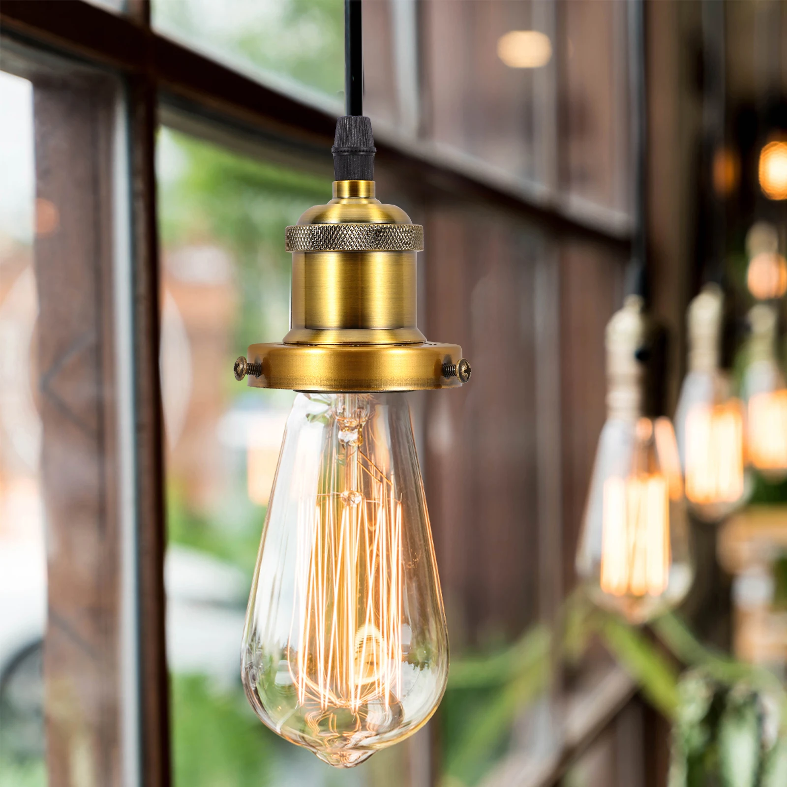 

Retro Lamp Holder E27 Socket Pendant Light Accessories Black Vintage Style Wall Ceiling Kitchen Bar Decor Replacement Socket