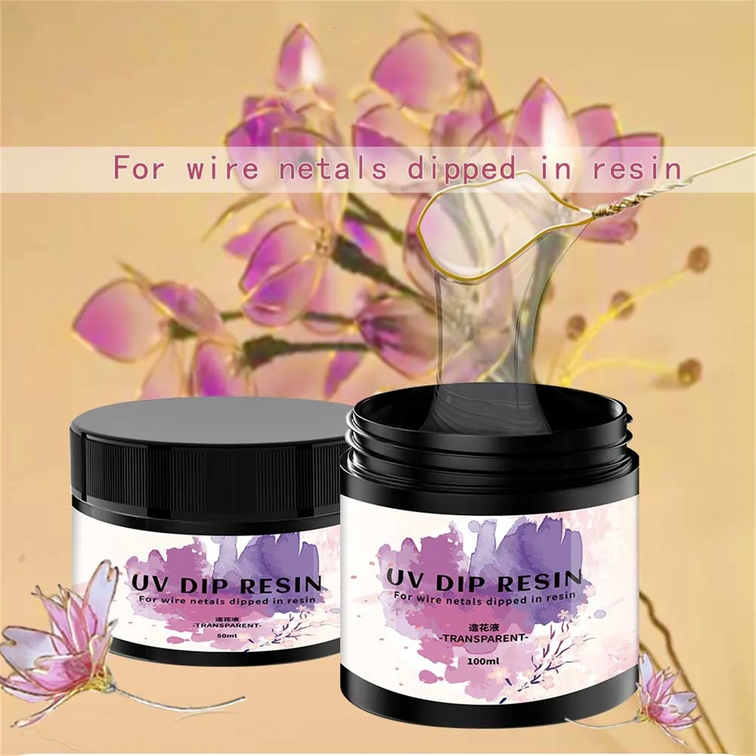 UV DIP Resin Glue UV Flower-Making Liquid For Wire Metals Dipped In Resin Crystal UV Curing Headdress Jewelry Making Gift DIY