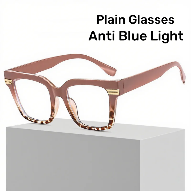 

2025 New Square Plain Glasses Women's INS Style Large Frame Comfortable Anti Blue Light Glasses Computer Office Eye Protection