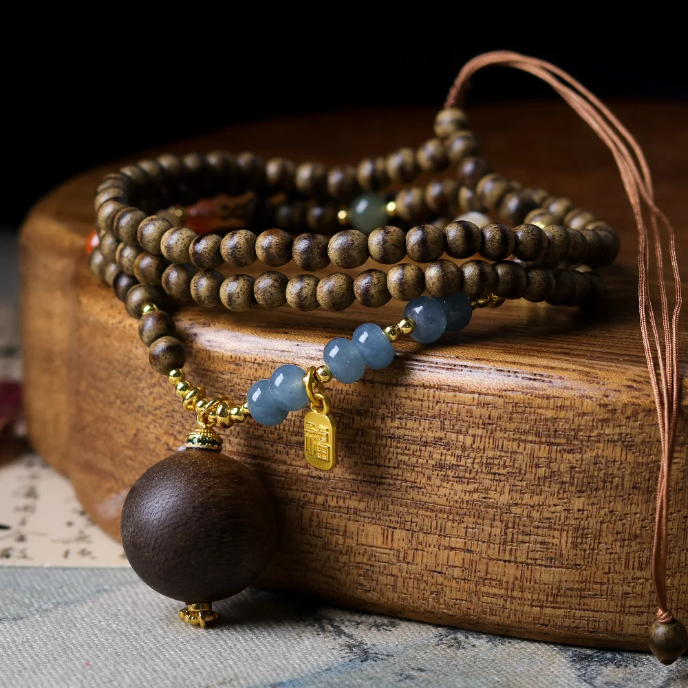 

Chinese-stylefirst-line butteragalwood necklace original cultural relic traditional Chinese style pendant sweaterchain bracelet