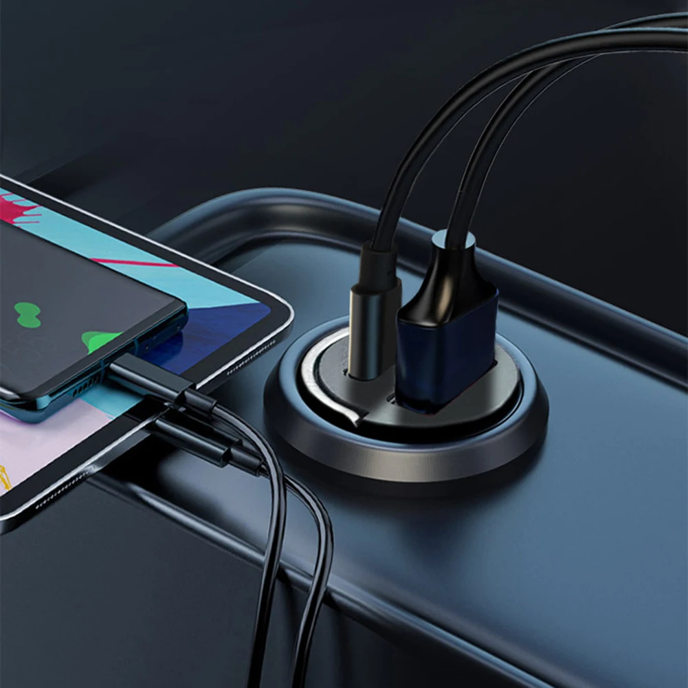Car USB Charger Height 31mm Power 100W Hidden Installation Not Protruding Car-USB Type C Charger Cigarette-Lighter Adapter