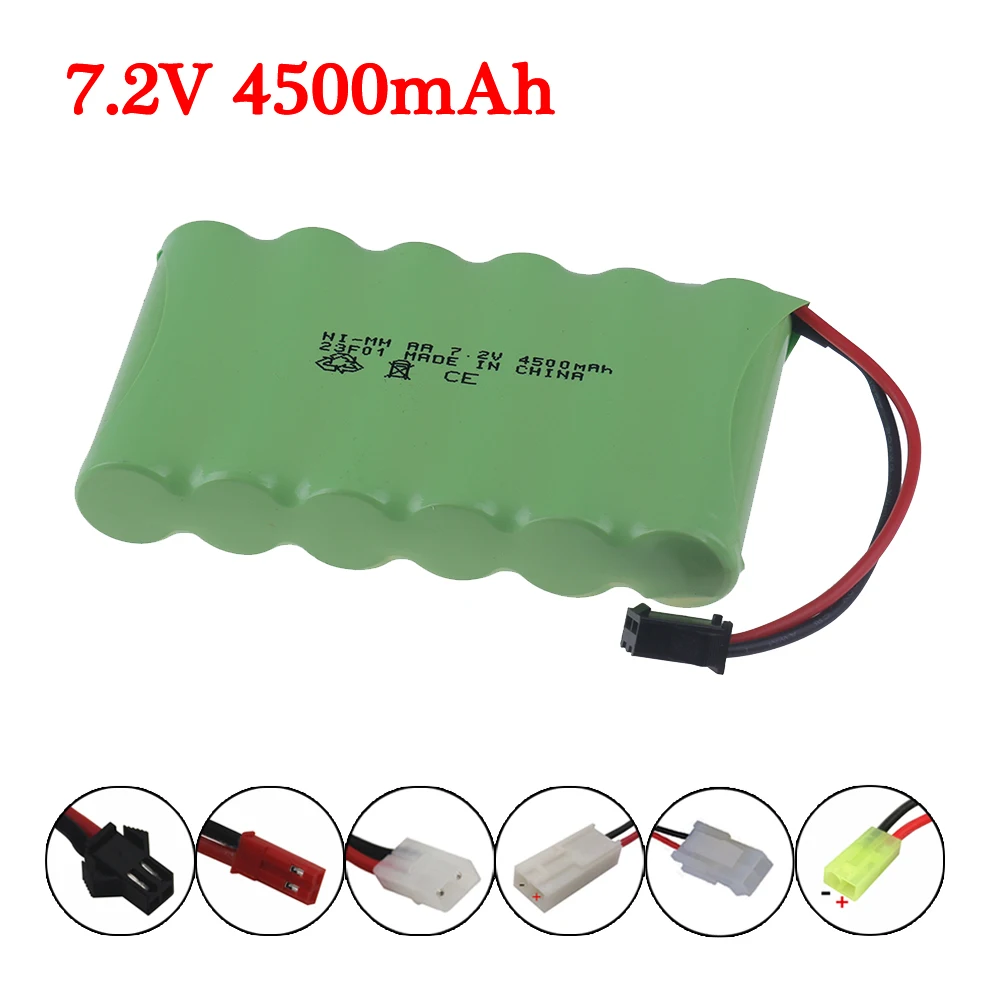 Batería NiMH de 7,2 v y 4500mah para juguetes teledirigidos, batería recargable de 1 piezas para coches acrobáticos, trenes, Robot, barco, pistola, modelo de juguete Ni-MH AA de 7,2 v