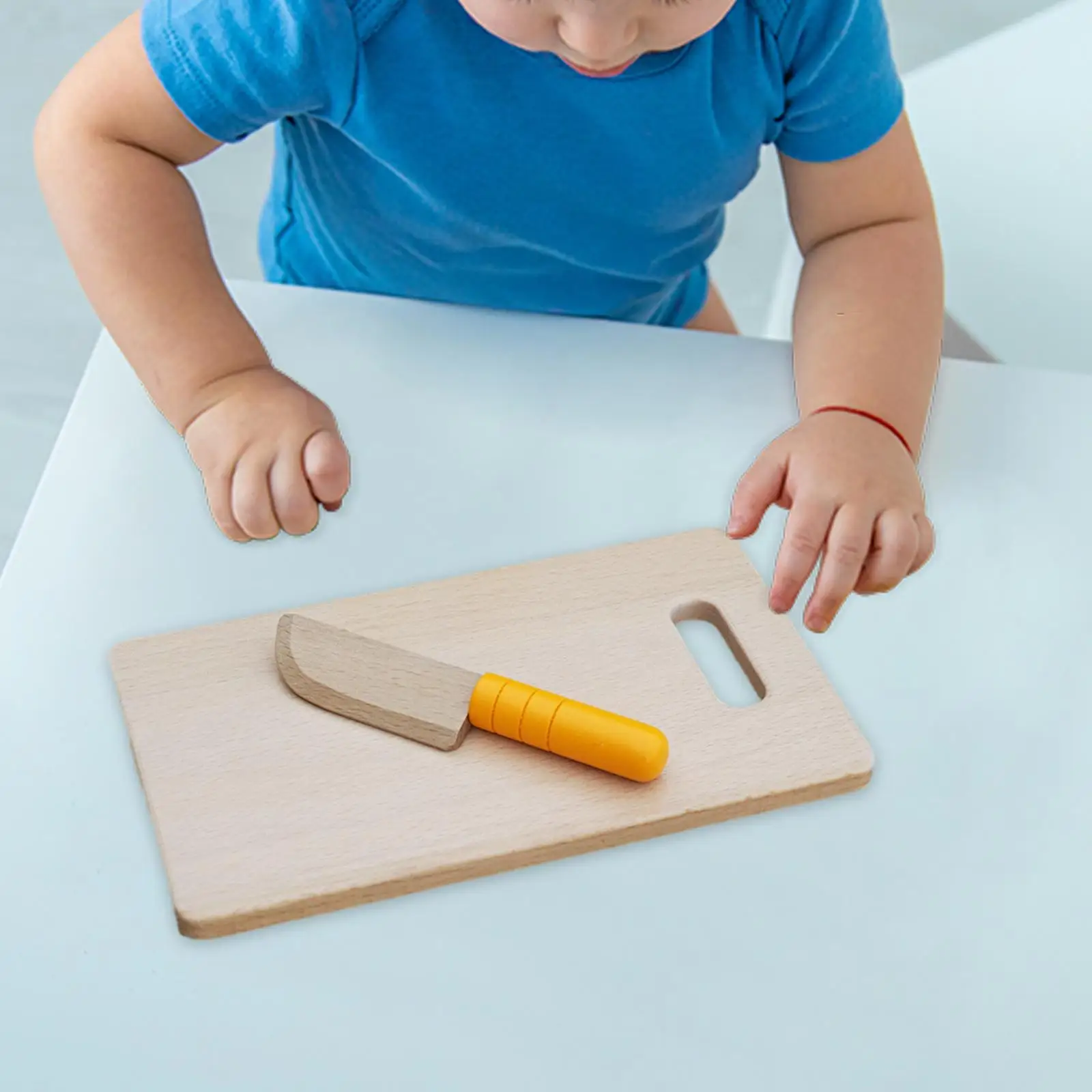 2-delige houten rechthoekige snijplank en messenset voor kinderen, fantasiespel