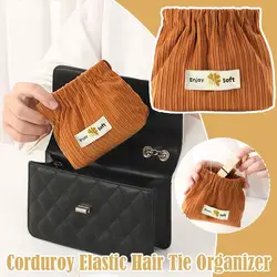 Corduroy Makeup Bag Soft Small Corduroy Makeup Pouch Portable Organizing Pouch With Elastic Opening Fashionable Storage Bags