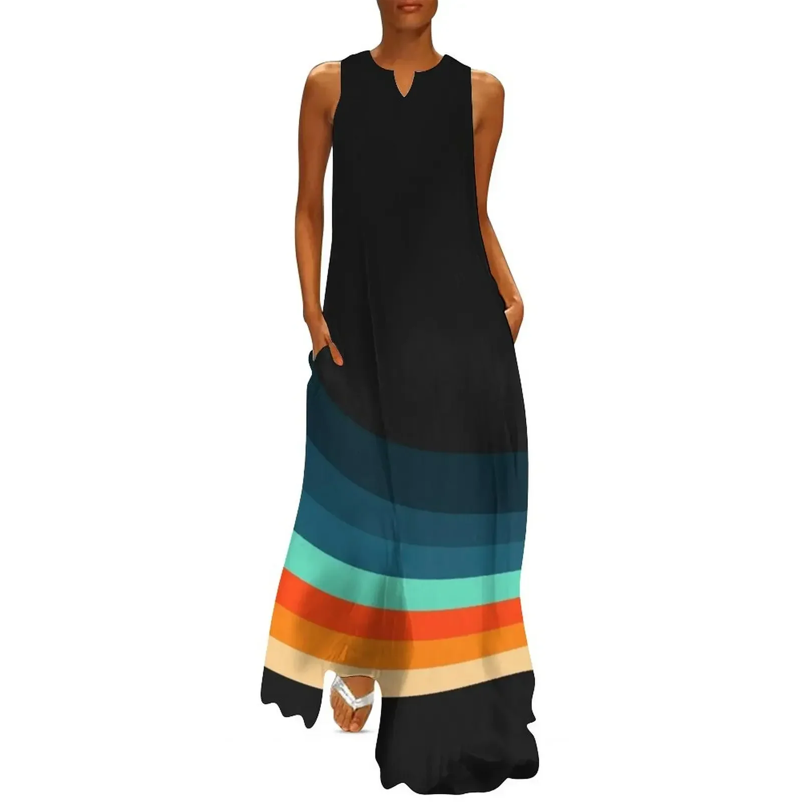 

70s Vintage Stripes Long Dress dresses for woman 2025 birthday dress Women long dress dresses korean style