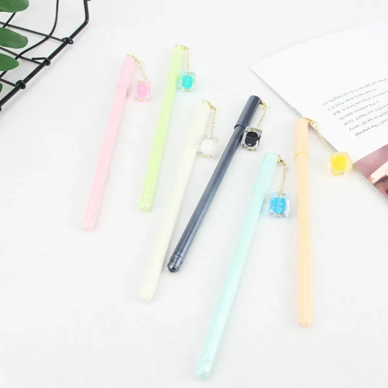 

50 шт., цветные квадраты, подвесная ручка, милая квадратная гелевая ручка для студентов, канцелярские принадлежности, каваи, школьные принадлежности