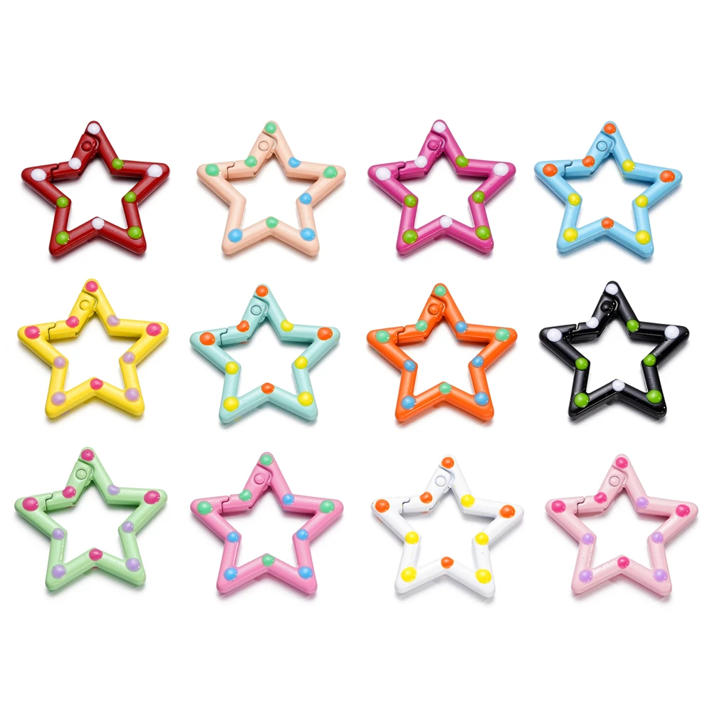 

5pcs Metal Star Shape Spring Keychain Key Rings Lobster Clasps Hooks for DIY Keychains Bag Clips Hook Dog Chain Buckles Making