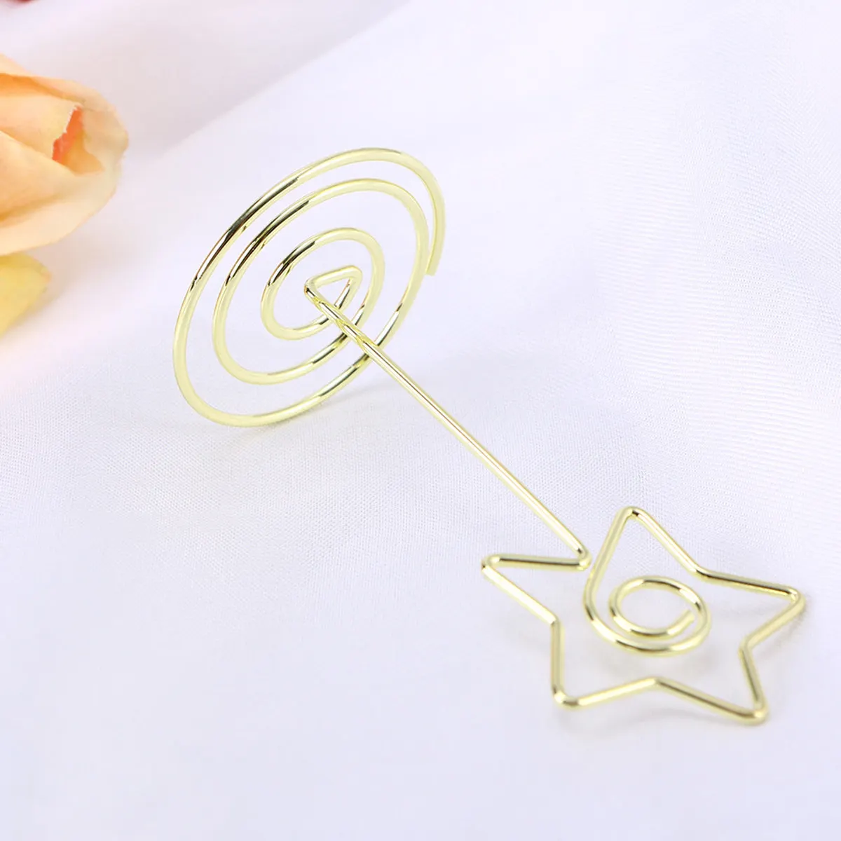 10Pcs Photo Note Clips Star Shape 8.5cm Carbon Steel Wire Card Stand Holder for Wedding Party Table Numbers Menus Decoration