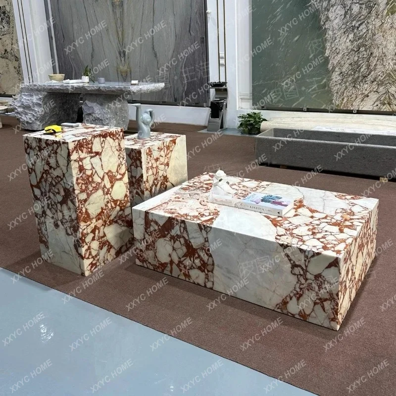 XXNatural luxury stone three-piece living room rectangular combination modern and simple