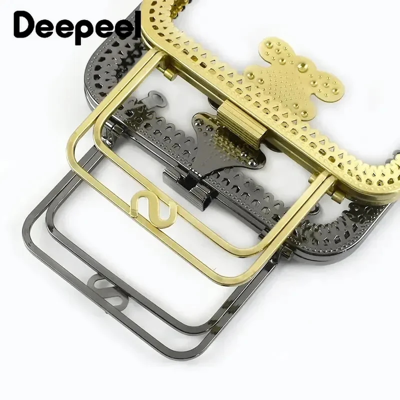 1Pc 12*13cm Metal Handle Purse Frame Square Kiss Lock Clasp for Handbag Clutch Wallet DIY Sewing Bag Making Hardware Accessories