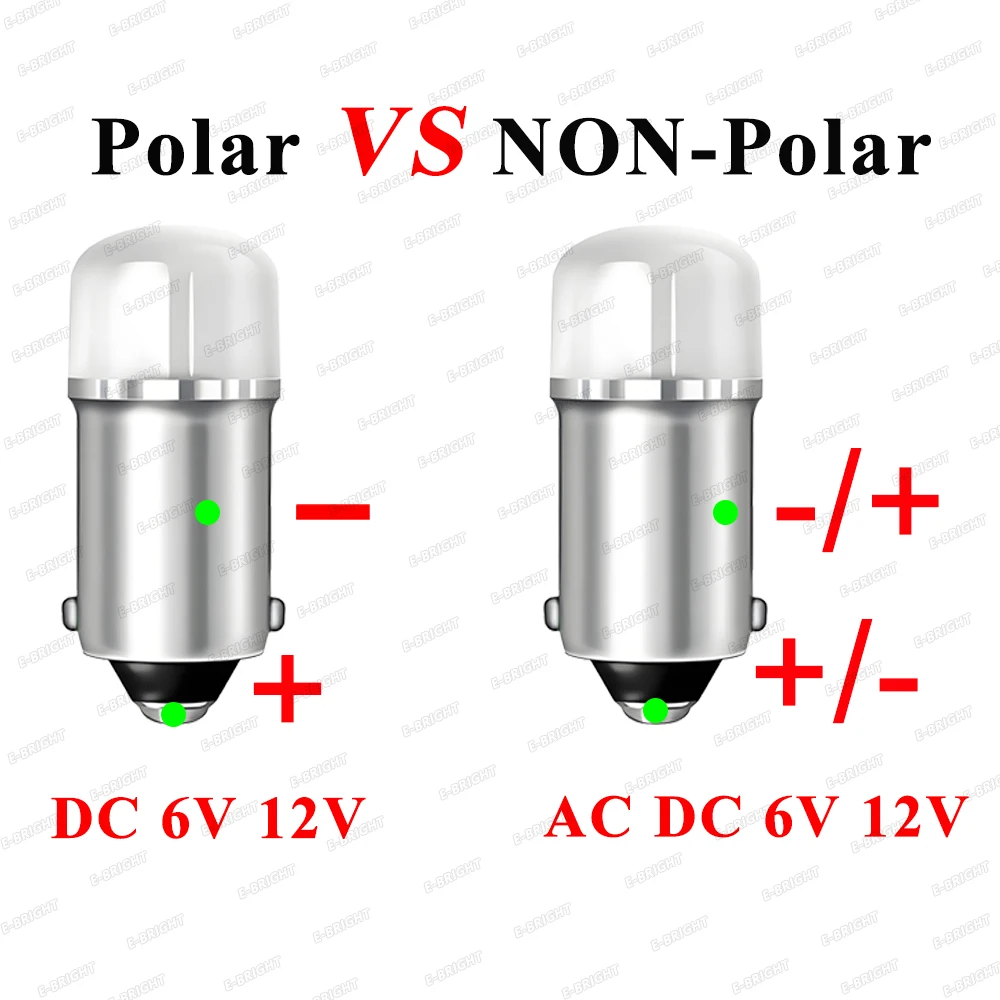 5P AC 6V 12VDC BA9S #44 #47 1W Led Bulb Pinball LED Bulb Car Styling Brake Light Reverse Light Tail Light Clearance Reading Lamp