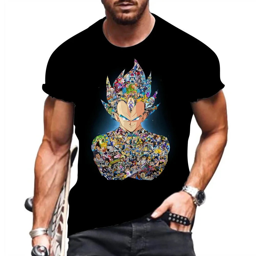 Y2k Men Clothing Men's T-shirt Dragon Ball Z 2024 Goku 110-6XL New Shirts Fashion Vegeta Tops Children's Anime Harajuku Style