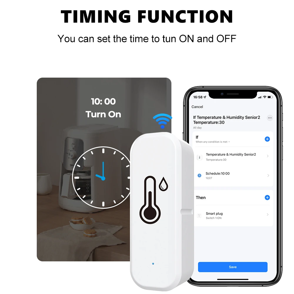 Tuya WiFi＋Bluetooth Smart Temperature and Humidity Sensor Indoor Hygrometer Can Work With Infrared Remote Alexa Google Home