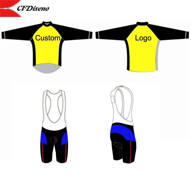 

CFDiseno-Custom Long Sleeves Cycling Jersey and Bib Shorts, Customize MTB Road Cycling Clothes, Min Order 1