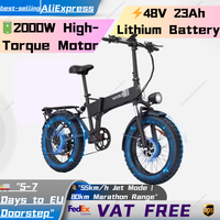 New H20PRO Electric Bicycle 48V 2000W Fat Tire Electric Bike 20 Inch folding Outdoor Best Mountain Bicycle Snow Ebike Waterproof