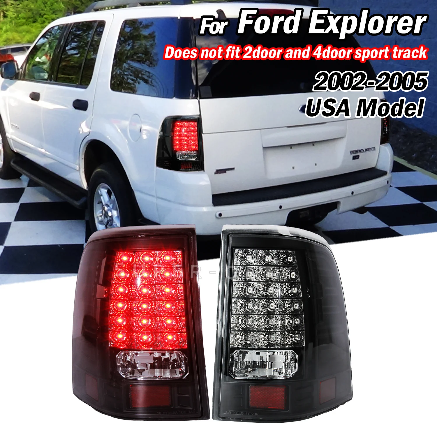 

Задние фонари для Ford Explorer 2002 2003 2004 2005 светодиодные задние фонари стоп-сигналы 2 шт. обновление заднего фонаря в сборе