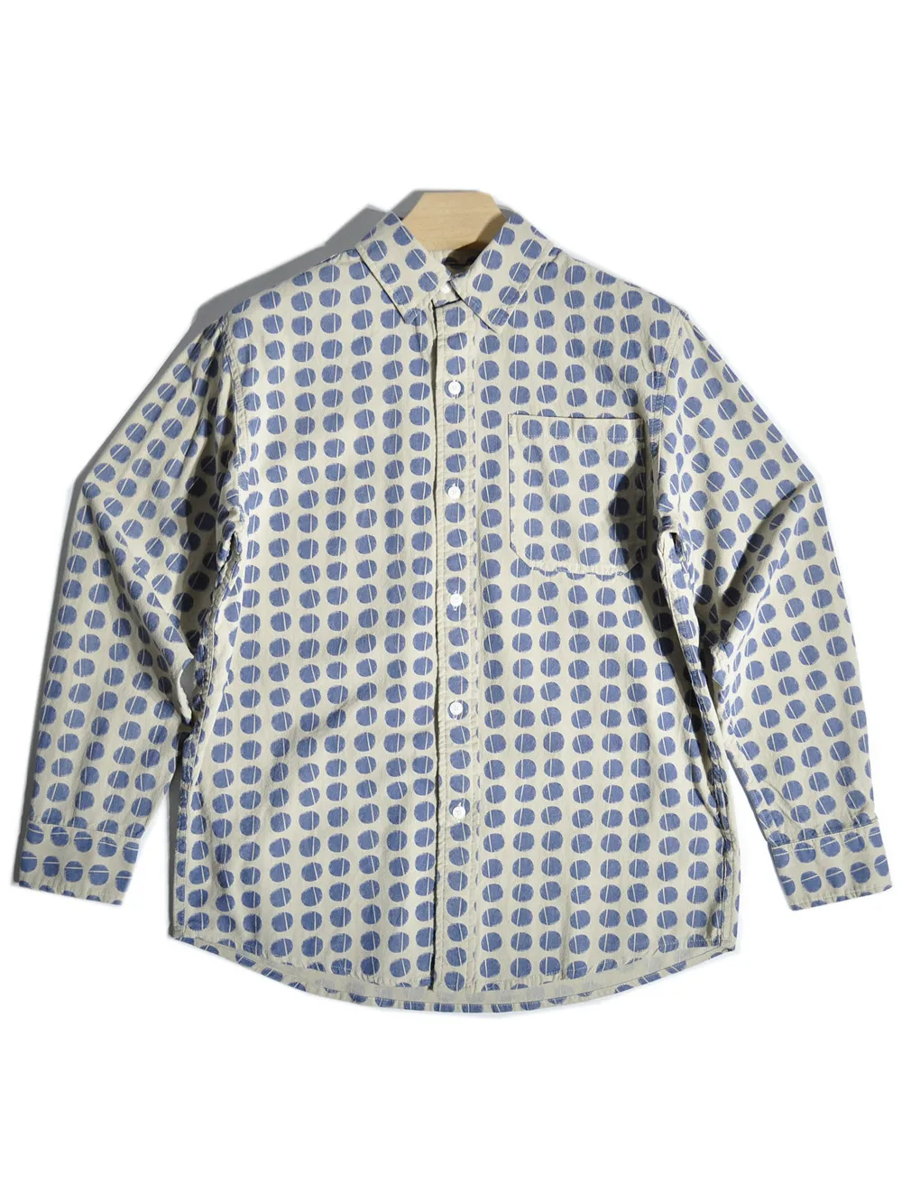 

Japanese Retro Art Amikajibo Dot Printed Long Sleeved Shirt Loose American Casual Pure Cotton Shirts