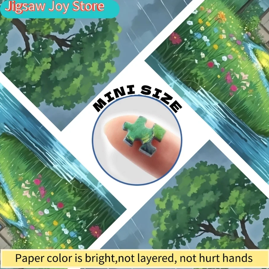 Quebra-Cabeça para Adultos - Cena de Chuva de Verão com Casa, Árvores e Guarda-chuvas, Jogo Educativo e Divertido para Festas, Decoração de Casa, B