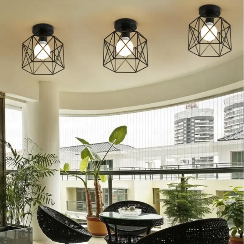 

Antique Industry Modern Nordic Retro Embedded Ceiling Lamp Creative Black Metal Lighting Cafe Hotel